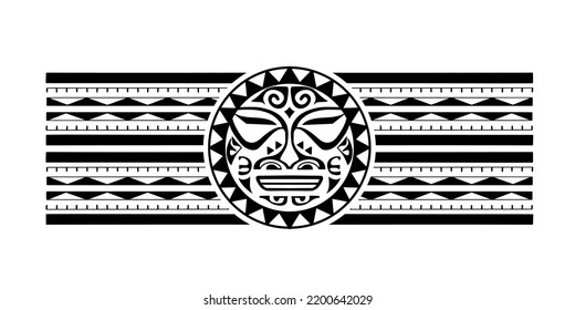 Polynesian border tattoo design.  Pattern aboriginal samoan. Black and white texture, isolated vector.