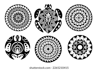 Polynesian circle tattoo design.  Aboriginal samoan. Black and white texture, isolated vector. illustration eps10.