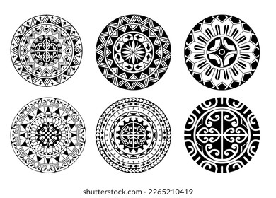 Polynesian circle tattoo design.  Aboriginal samoan. Black and white texture, isolated vector. illustration eps10.