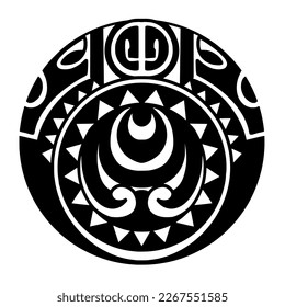 Polynesischer Kreis Tattoo-Design.  Aborigine-Samoan. Vektorgrafik eps10.