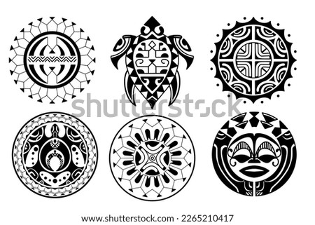 Polynesian circle tattoo design.  Aboriginal samoan. Black and white texture, isolated vector. illustration eps10.