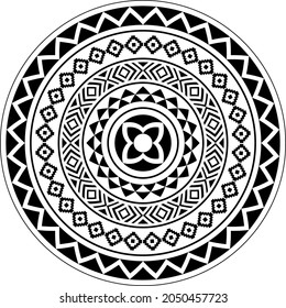 Polynesian circle tattoo style mandala, tribal design pattern polynesian mandala vector, 
geometric ornament