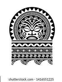 Polynesian circle tattoo, tribal tattoo pattern, art ethnic sleeve vector, aboriginal shoulder sun
