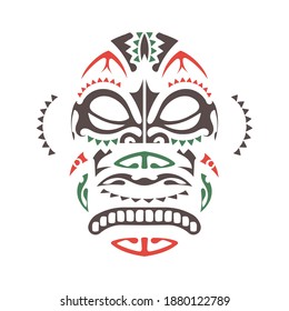 Polynesian colored mask pattern. Ancient mask of the tribes of May in a flat style. Vector.