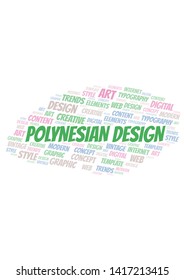 Polynesian Design word cloud. Wordcloud made with text only.