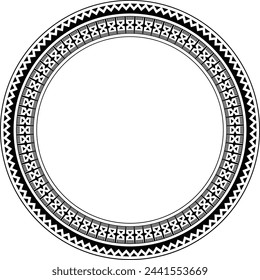 Polynesian fijian tattoo tribal circle frame design. Fijian tattoo tribal circular border.