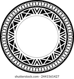 Polynesian fijian tattoo tribal circle design. Fijian tattoo tribal circular border.