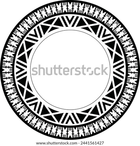 Polynesian fijian tattoo tribal circle design. Fijian tattoo tribal circular border.