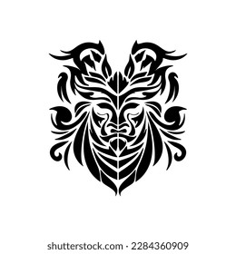 Polynesian god mask in bandw vector tatt sketch form.
