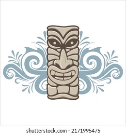 Polynesian god statue, vector artwork