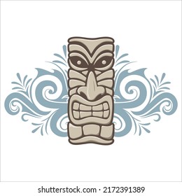 Polynesian god statue, vector artwork