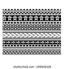 Polynesian hawaiian tattoo tribal band vector design. Samoan pattern arm sleeve tattoo sketch.