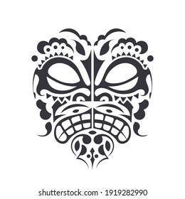 Polynesian Maori face tattoo vector pattern, Hawaiian man or woman tribal design. 