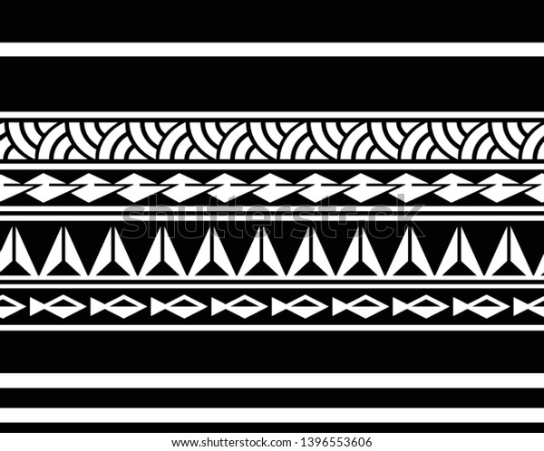 Polynesian Maori Pattern Border Tattoo Sleeve Stock Vector Royalty Free 1396553606