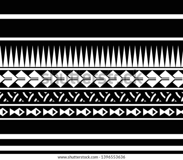 Polynesian Maori Pattern Border Tattoo Sleeve Stock Vector Royalty Free