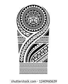 polynesian maori tattoo shape shoulder pattern tribal, ethnic samoan maori tiki, sleeve shoulder men arm ornate ornaments sketch vector