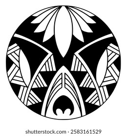 Polynesian maori tattoo style.Pattern aboriginal samoan. Black and white texture, isolated vector.