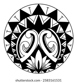 Polynesian maori tattoo style.Pattern aboriginal samoan. Black and white texture, isolated vector.