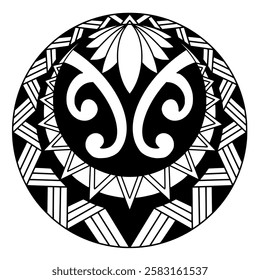 Polynesian maori tattoo style.Pattern aboriginal samoan. Black and white texture, isolated vector.