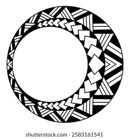 Polynesian maori tattoo style.Pattern aboriginal samoan. Black and white texture, isolated vector.