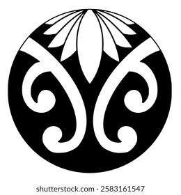 Polynesian maori tattoo style.Pattern aboriginal samoan. Black and white texture, isolated vector.