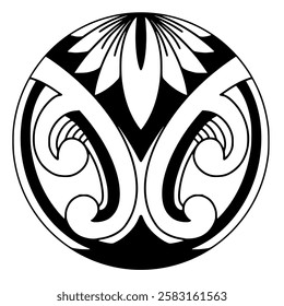 Polynesian maori tattoo style.Pattern aboriginal samoan. Black and white texture, isolated vector.