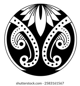 Polynesian maori tattoo style.Pattern aboriginal samoan. Black and white texture, isolated vector.