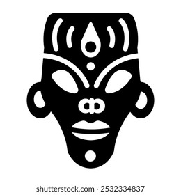 Polynesisches Maskensymbol im ausgefüllten Stil 