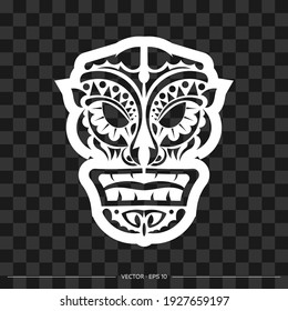 Polynesian mask from patterns. The contour of the face or mask of a warrior. Polynesian, Hawaiian or Maori patterns. For T-shirts and prints. Vector illustration.