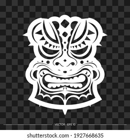 Polynesian mask from patterns. The contour of the face or mask of a warrior. Template for print, t-shirt or tattoo. 
