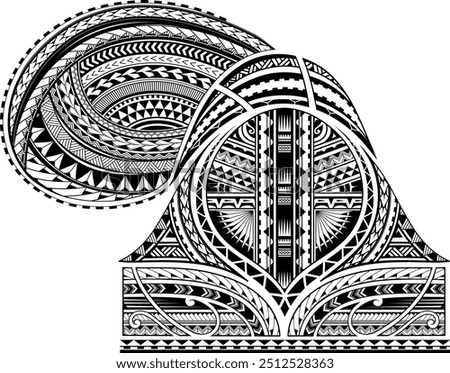 Polynesian ornamental tattoo design. Good for sleeve area and chest
