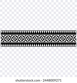 Banda de tatuaje tribal étnico de patrón polinesio. Borde de tatuaje tribal antes del diseño del brazo. Pulsera maorí tatuaje negro. Patrón hawaiano aislado sin costuras de la tela sobre fondo transparente.