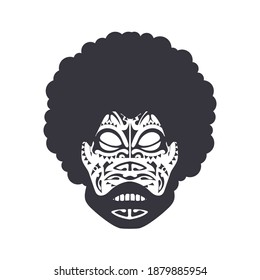 Polynesian pattern in the form of a mask on the face. Ancient mask of the tribes of May in a flat style. Vector.