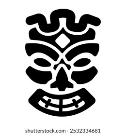Polynesian statue icon in glyph style 