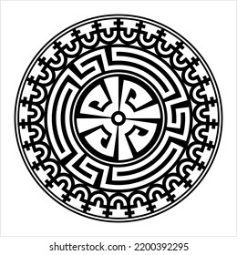 Polynesian Style Circular Shape Tattoo, Maori Traditional Round Circle, Frame, Border Mandala Pattern Geometric Art Vector Art Illustration