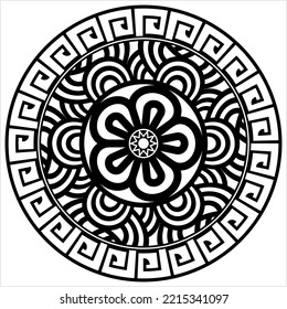 Polynesian Style Circular Shape Tattoo, Maori Traditional Round Circle, Frame, Border Mandala Pattern Geometric Art Vector Art Illustration
