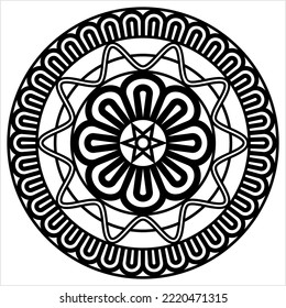 Polynesian Style Circular Shape Tattoo, Maori Traditional Round Circle, Frame, Border Mandala Pattern Geometric Art Vector Art Illustration