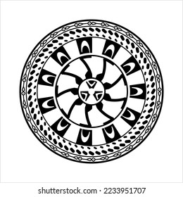Polynesischer Stil Circular Shape Tattoo, Maori Traditional Round Circle, Frame, Border Mandala Muster Geometric Art Vektor Art Illustration