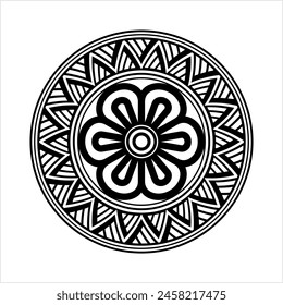 Polynesian Style Circular Shape Tattoo, Maori Traditional Round Circle, Frame, Border Mandala Pattern Geometric Art Vector Art Illustration