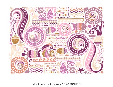 Polynesian style marine background, tribal ornament for your design