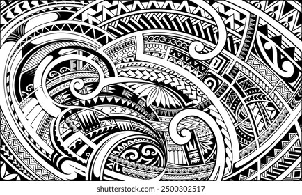 Polynesian style ornament for tribal tattoo design, fabrics and themed backgrounds