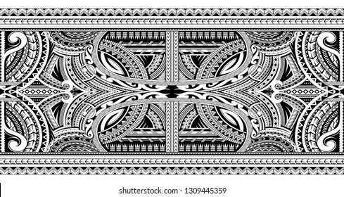 Polynesian style sleeve tattoo ornament