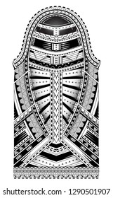 Polynesian style tattoo. Full sleeve ornament with Maori  and Samoan elements