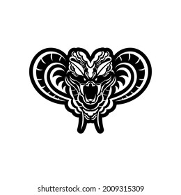 Polynesian style tattoo with a snake head.