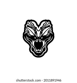 Polynesian style tattoo with a snake head. Isolated. Vector.