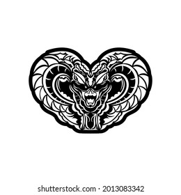 Polynesian style tattoo with a snake head.