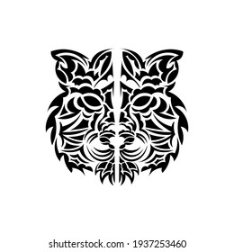 Polynesian style tiger face. Black isolated on white