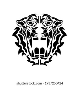 Polynesian style tiger face. Isolated. Vector 