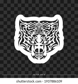 Polynesian style tiger face print. For textiles, postcards, tattoos or T-shirts. Vector 