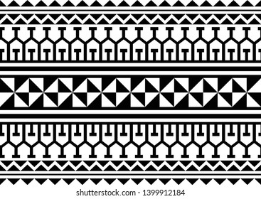 Polynesian tattoo design tribal border. Tribal design ethnic ornament maori band. Samoan Tattoo ribbon sleeve bracelet. Fabric seamless isolated hawaiian armband pattern on white background.